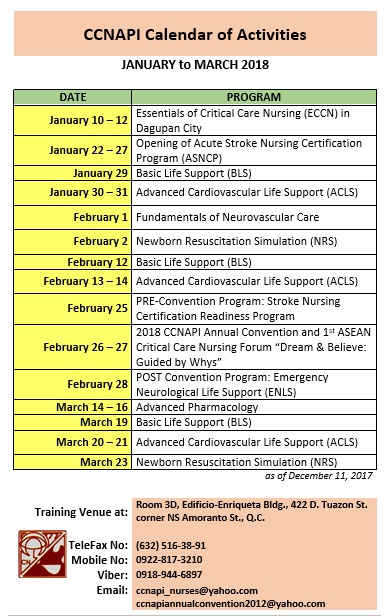 CCNAPI Calendar of Activities 2018 Jan-March